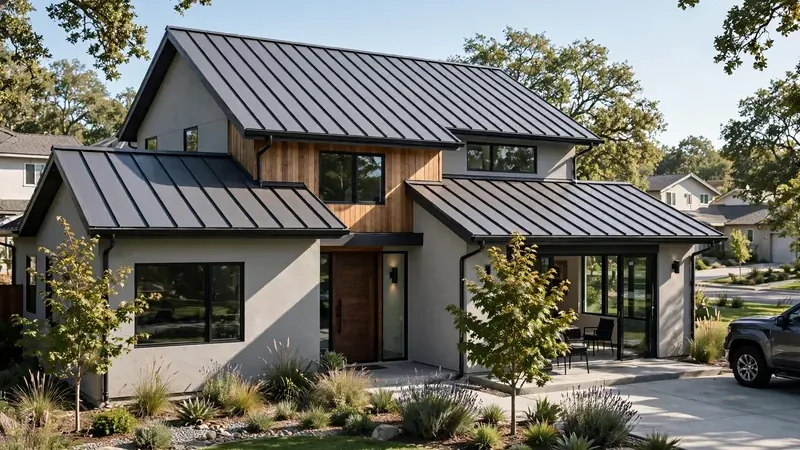 Standing-seam metal roof installed on a home in Owasso, Oklahoma