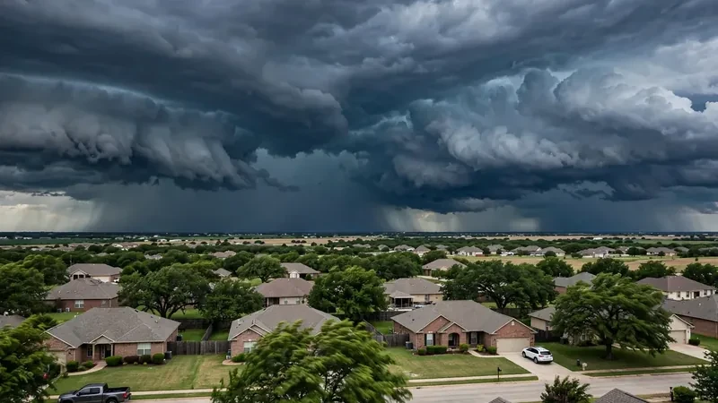 Dark storm clouds gathering over Oklahoma before storm damage to roofs